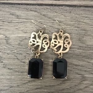 Gold and black drop earrings